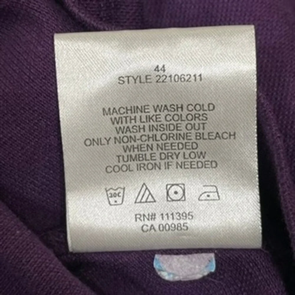 Tory Burch Top Kids XL Purple Ruffle Neck Logo Button Long Sleeve‎ Royal Core